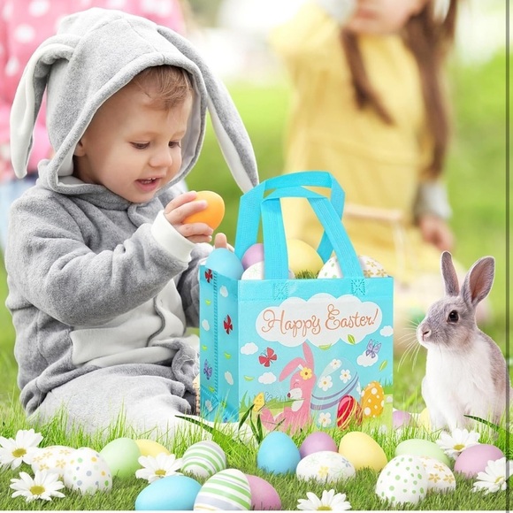 Woven Reusable Easter Gift Bags - Easter Basket Bunny Durable Eco Friend… - Picture 5 of 7